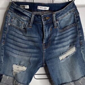 Vigoss Blue Distressed Denim Shorts